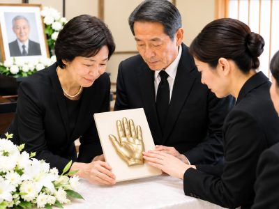故人を偲ぶ金色の手形 故人を偲ぶ金色の手形